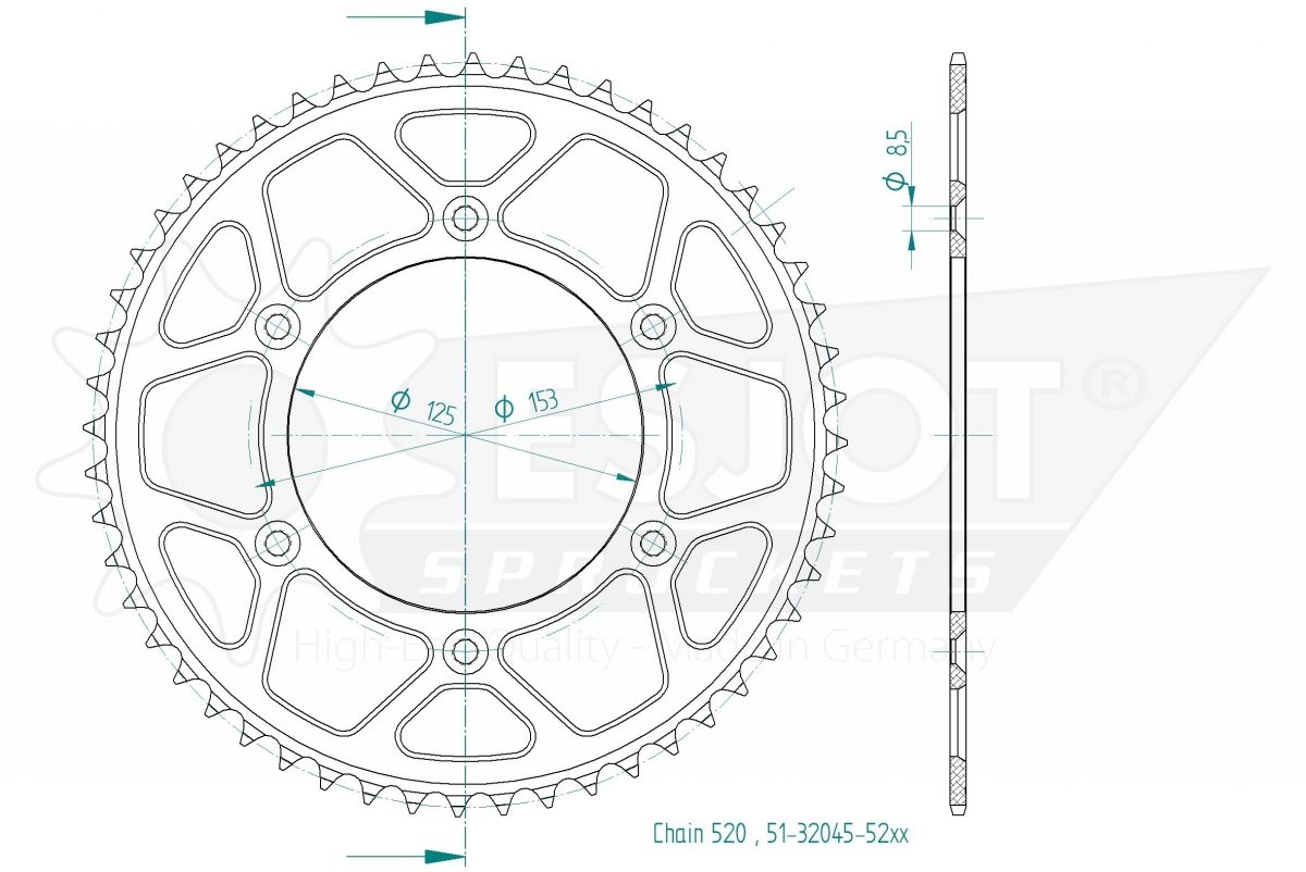 REAR ALU 52T, 520