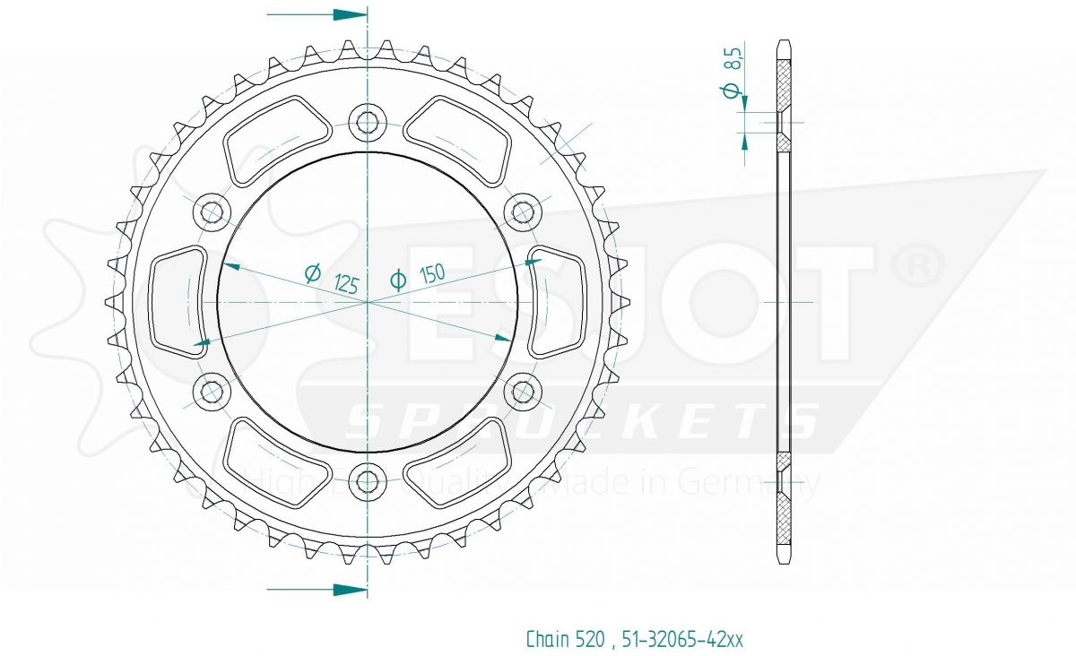 REAR ALU 42T, 520
