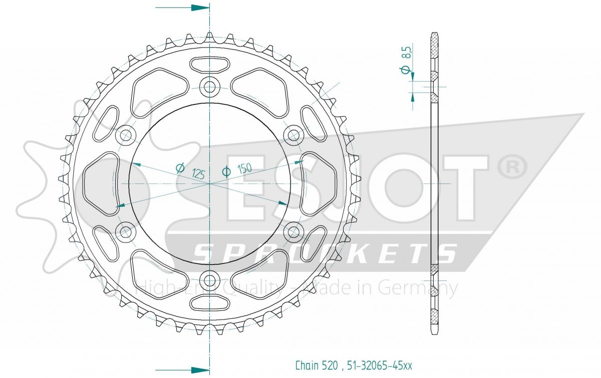 REAR ALU 45T, 520