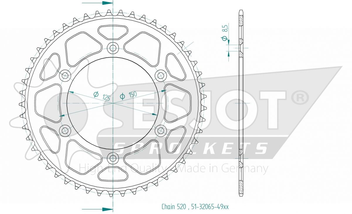 REAR ALU 49T, 520