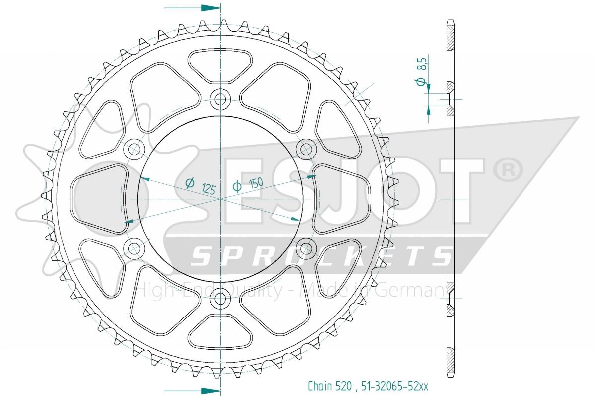 REAR ALU 52T, 520