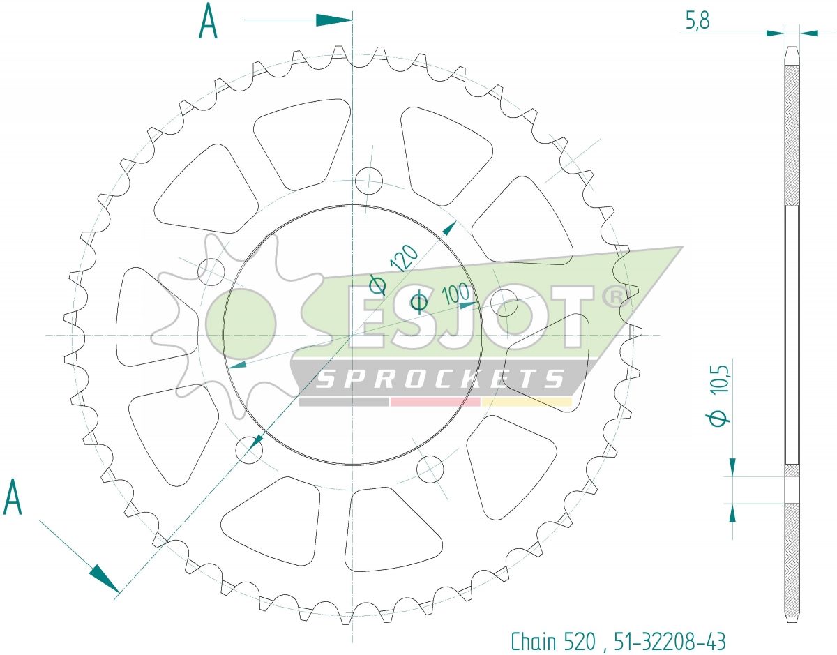REAR ALU 43T, 520