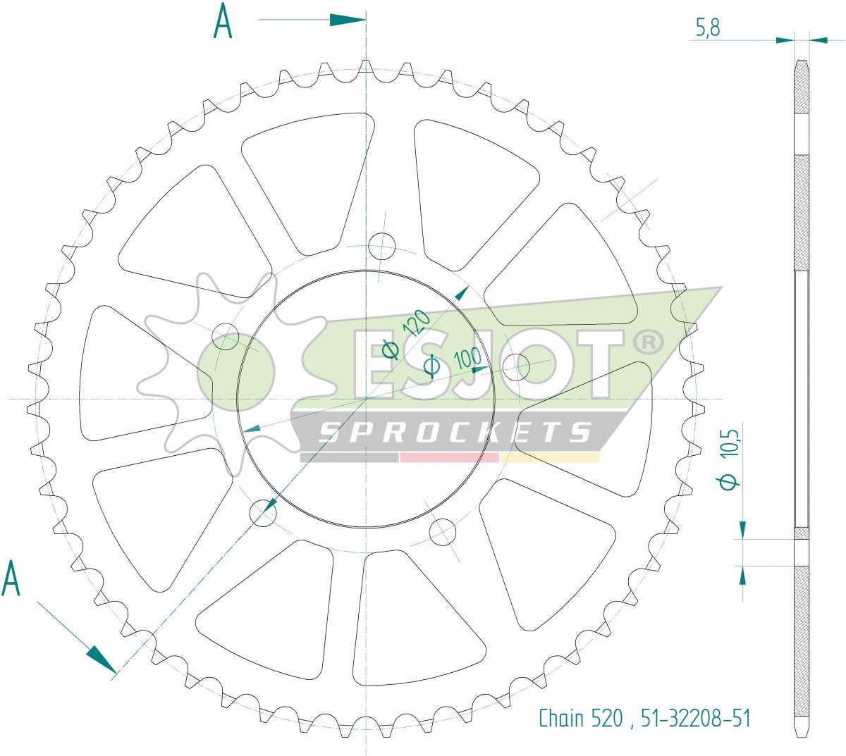 REAR ALU 51T, 520