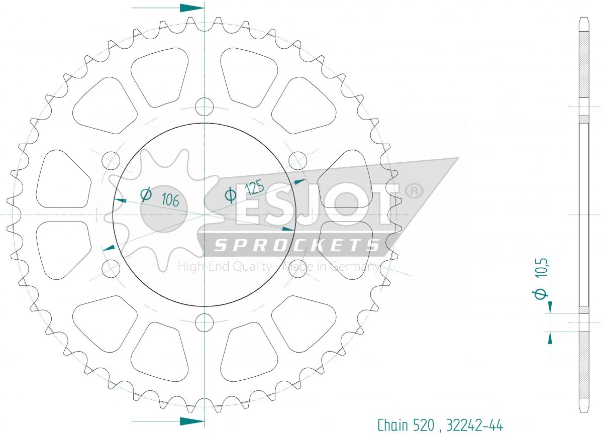 REAR ALU 44T, 520