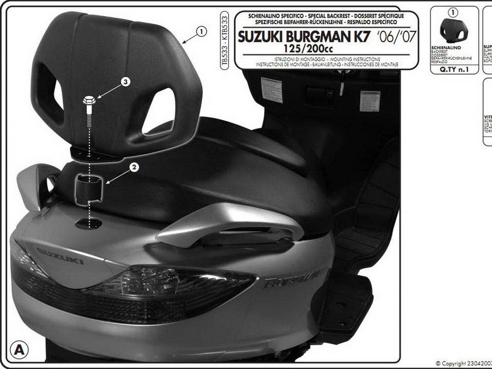 TB3106-BACKREST BURGMAN 125-200-500 14-