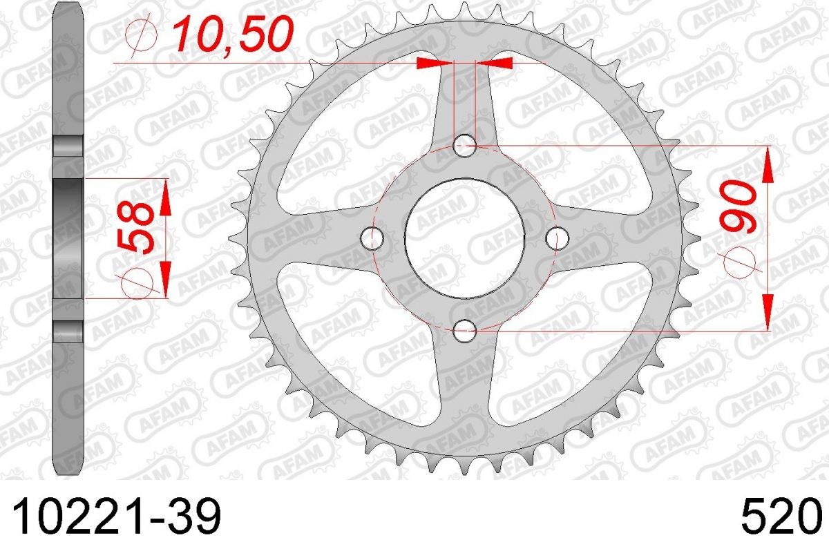 REAR STEEL 39T, 520
