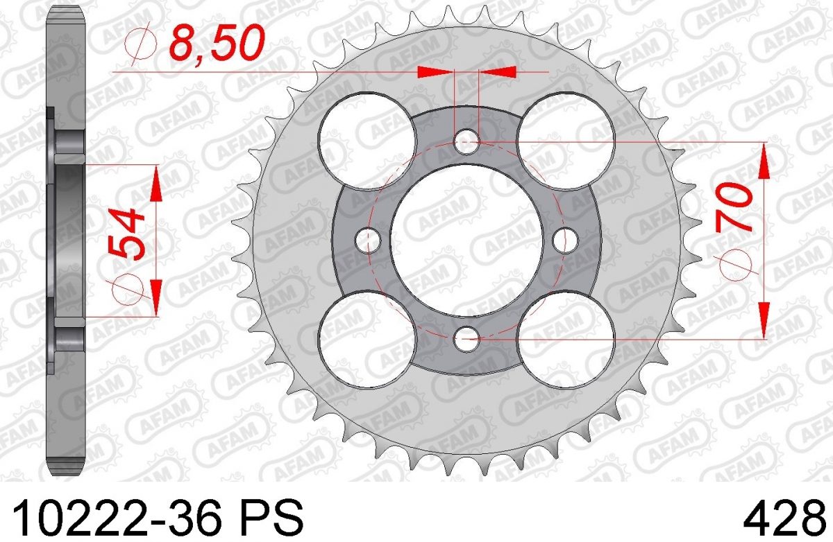 REAR STEEL 36T PS, 428