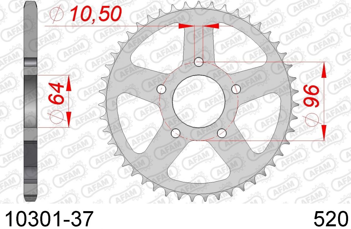 REAR STEEL 37T, 520