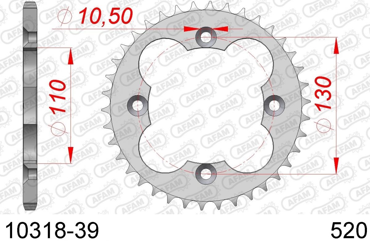 REAR STEEL 39T, 520