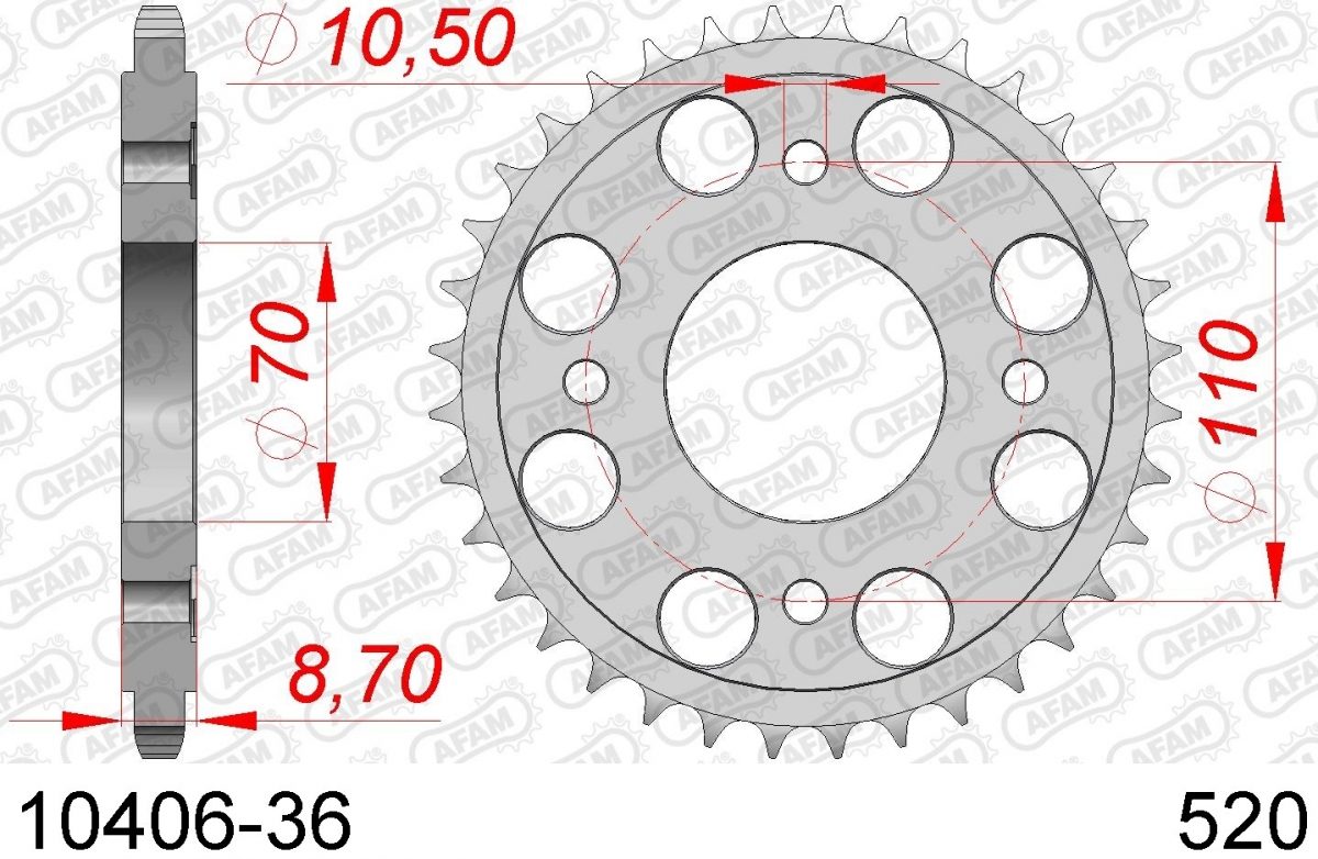 REAR STEEL 36T, 520
