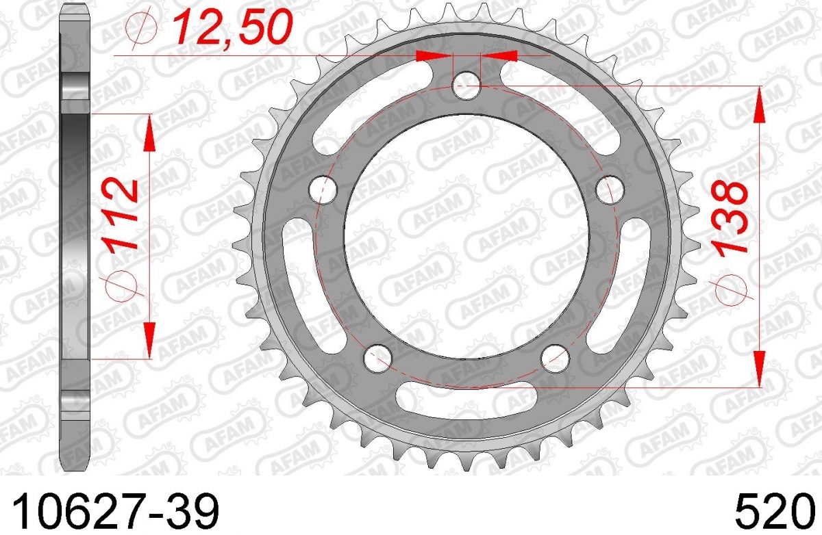 REAR STEEL 39T, 520