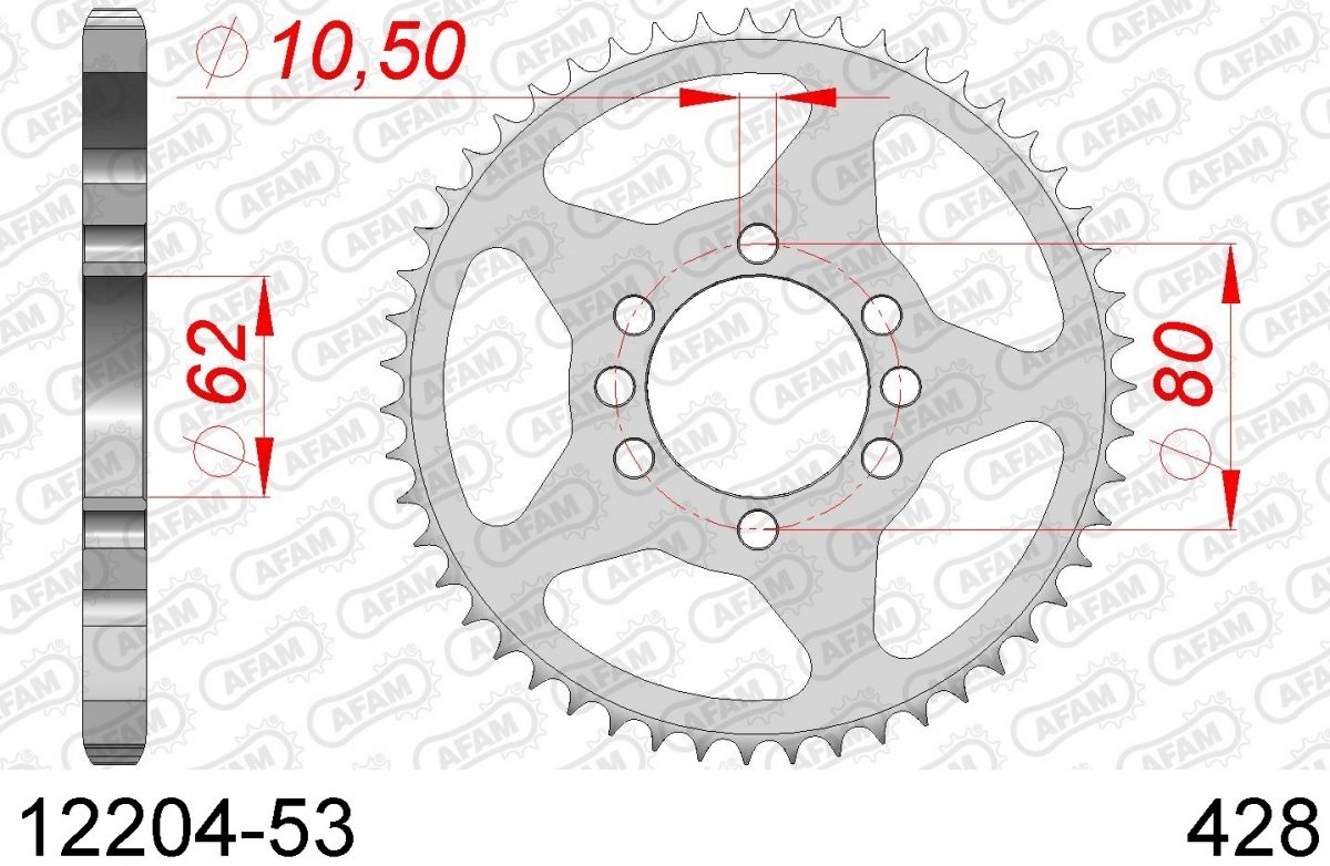 REAR STEEL 53T, 428