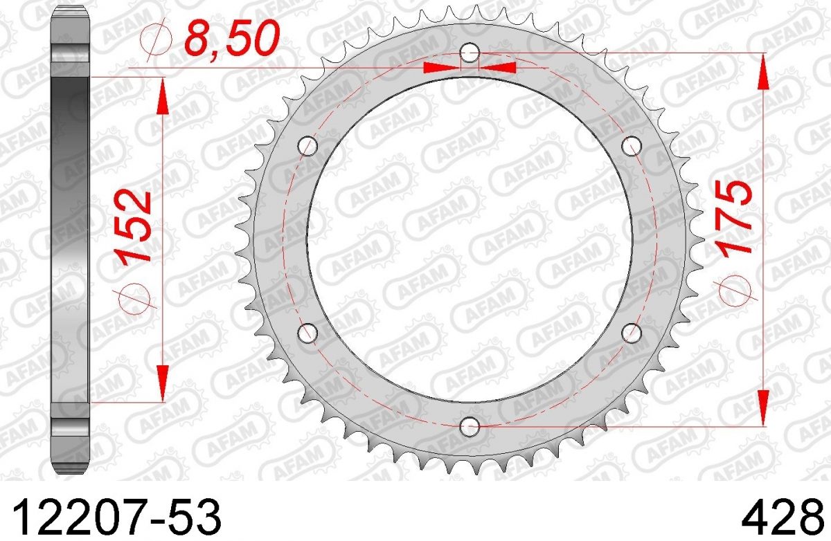 REAR STEEL 53T, 428
