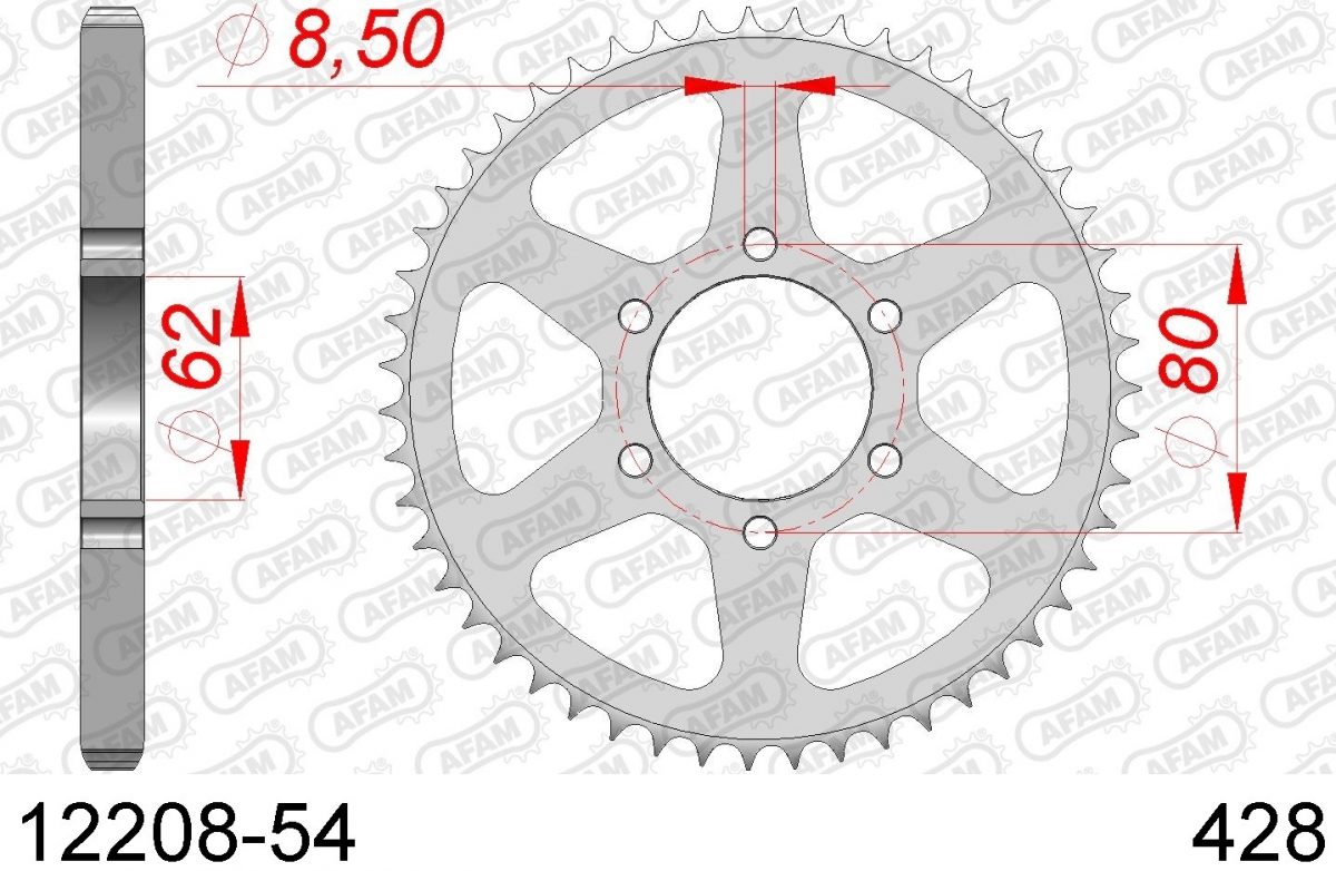 REAR STEEL 54T, 428