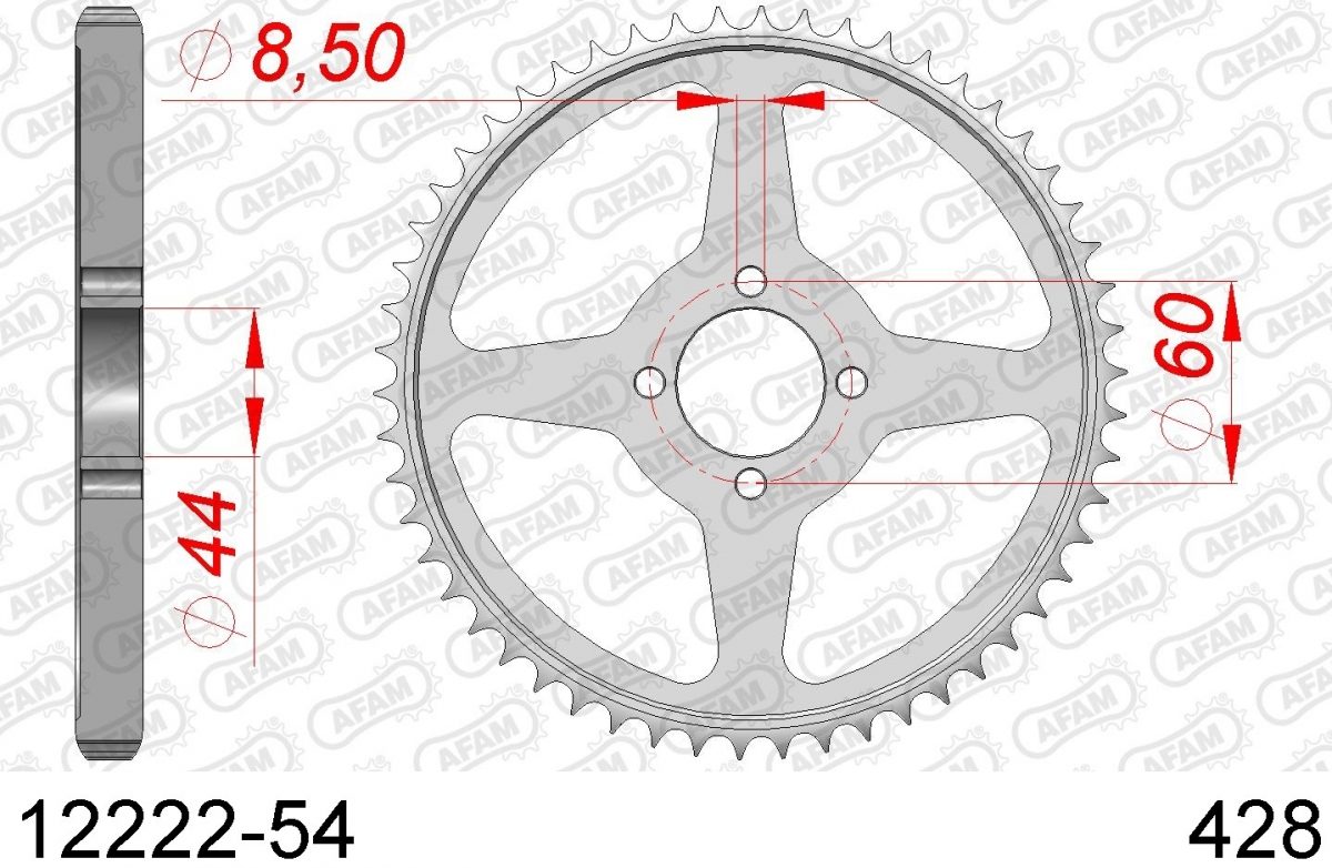 REAR STEEL 54T, 428