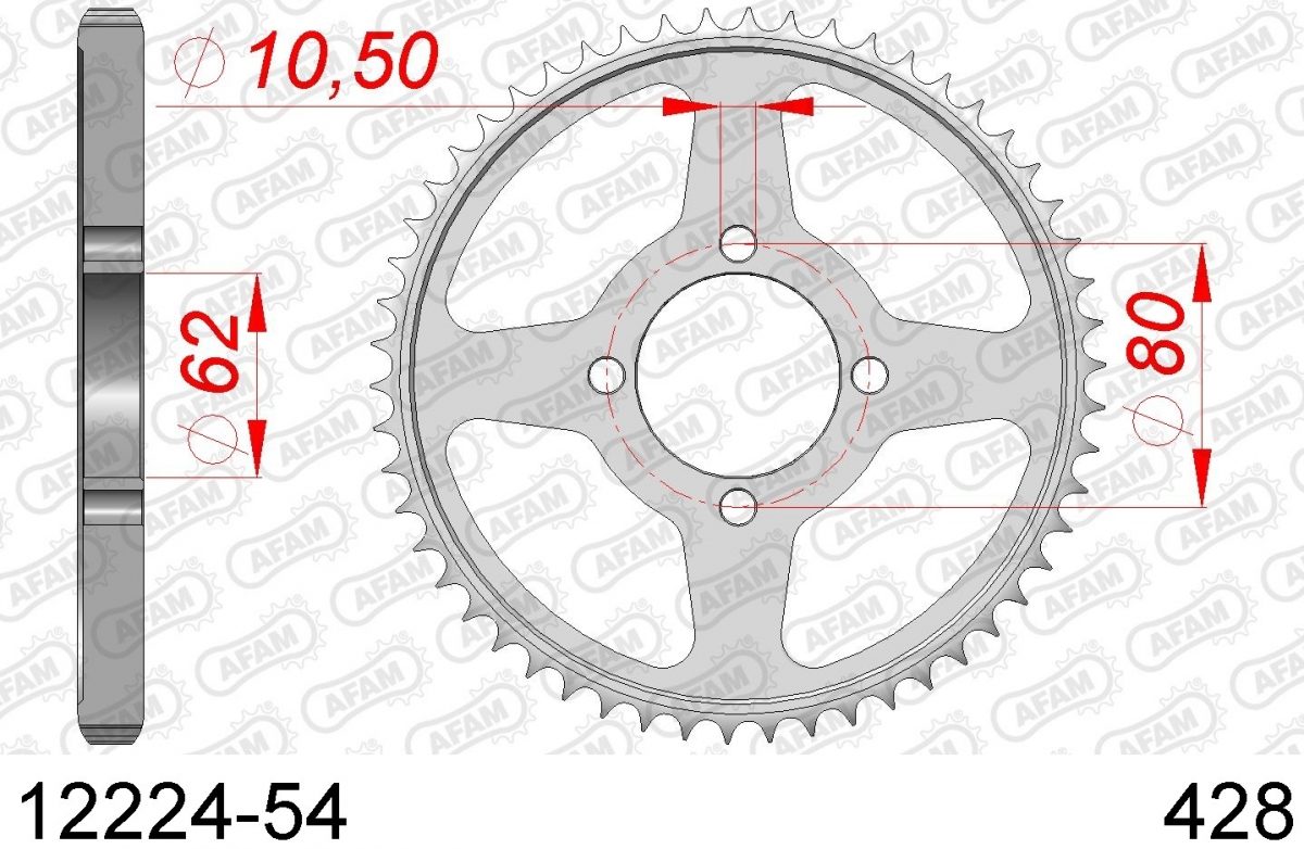 REAR STEEL 54T, 428