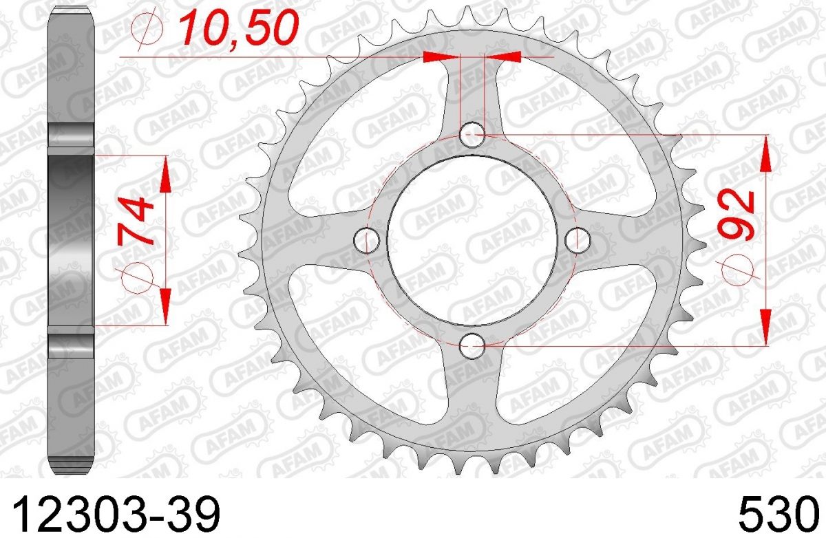 REAR STEEL 39T, 530
