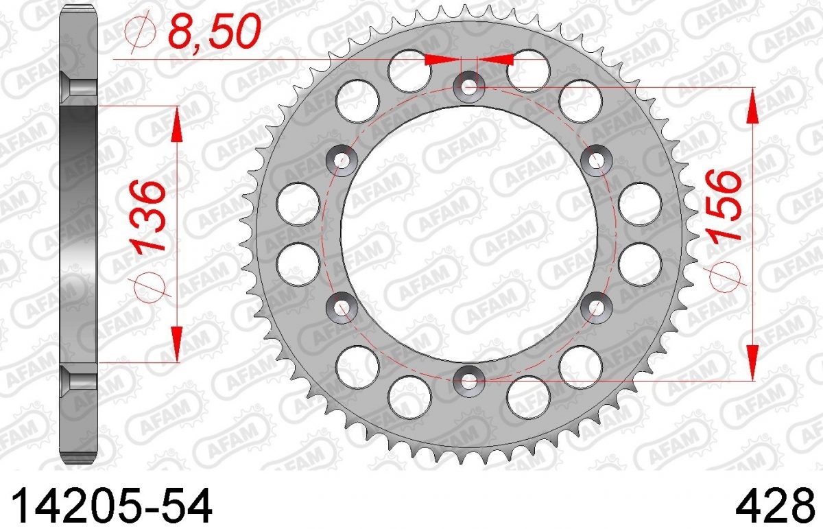 REAR STEEL 54T, 428