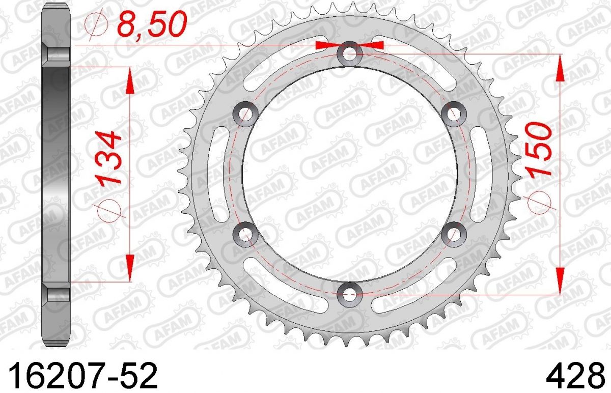 REAR STEEL 52T, 428
