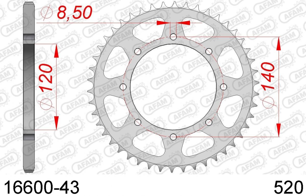 REAR STEEL 43T, 520