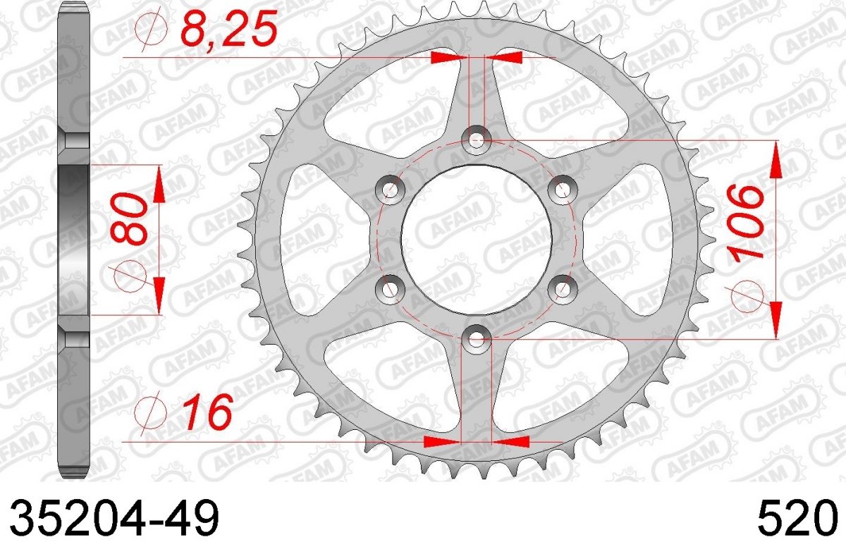 REAR STEEL 49T, 520