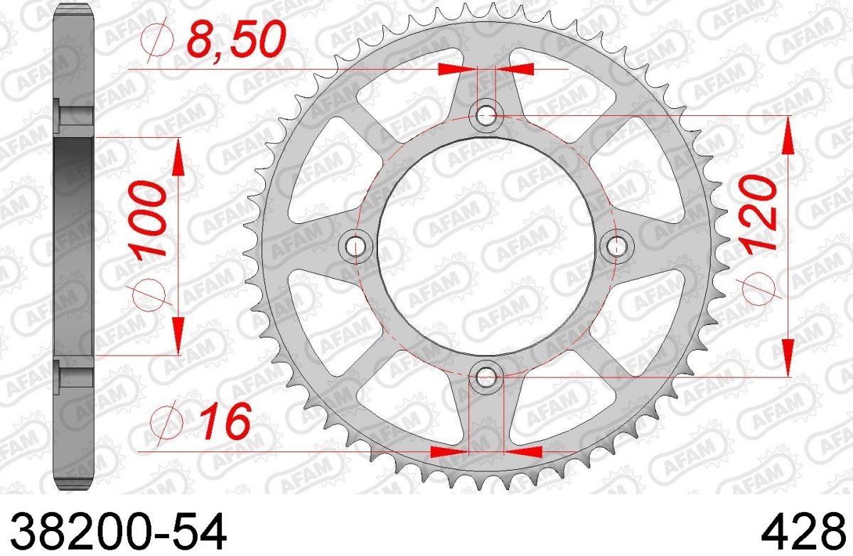 REAR STEEL 54T, 428