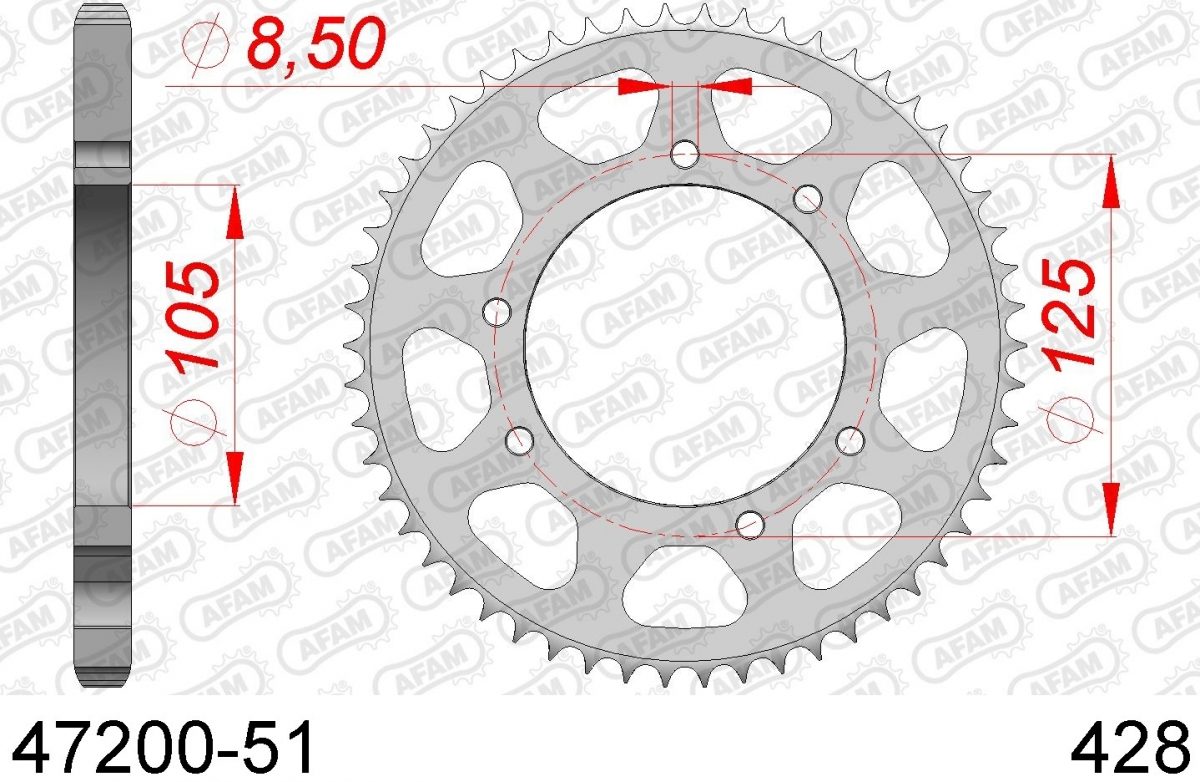 REAR STEEL 51T, 428