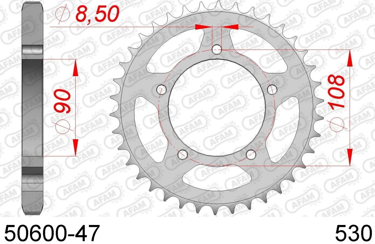 REAR STEEL 47T, 530