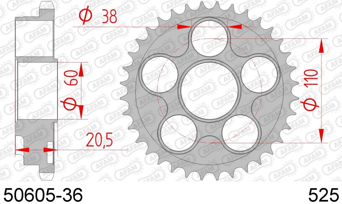 REAR STEEL 36T, 525