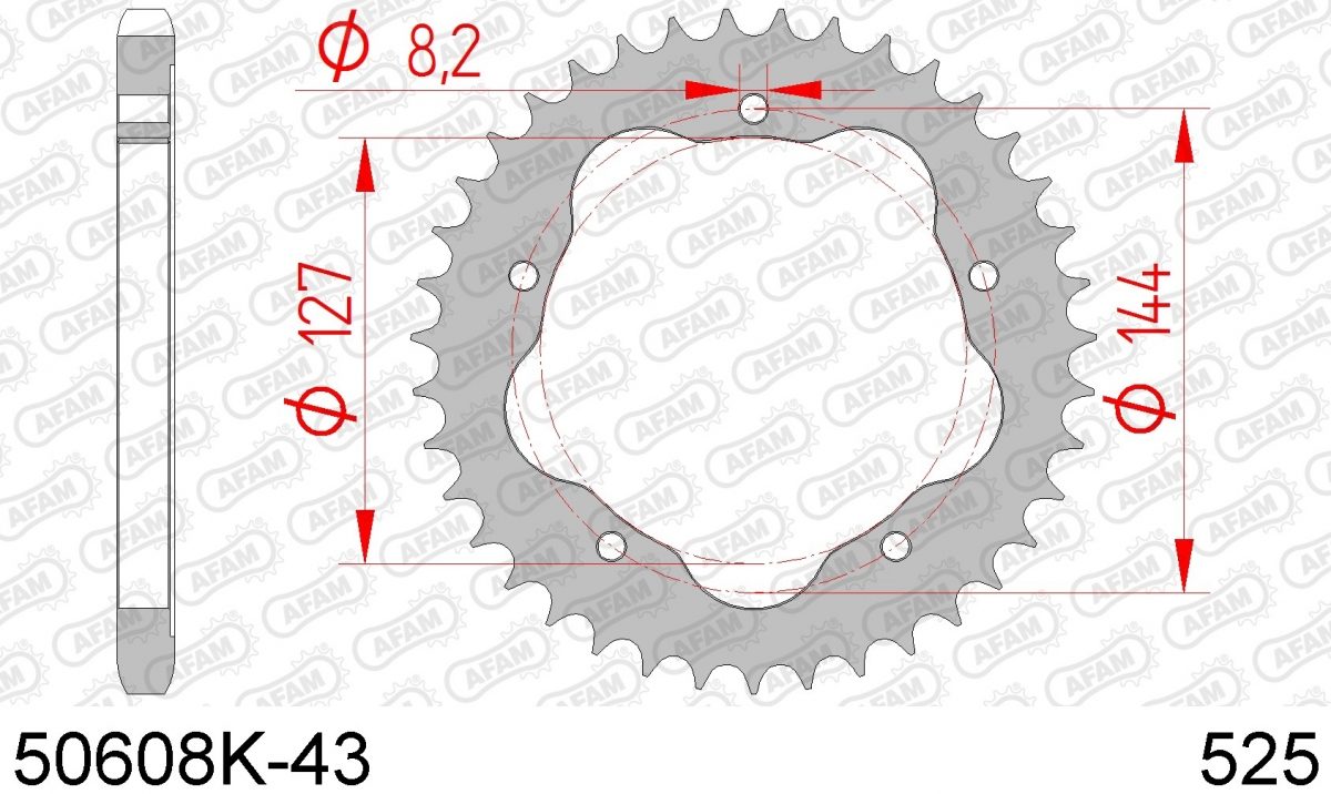 REAR STEEL 43T, 525 BLACK