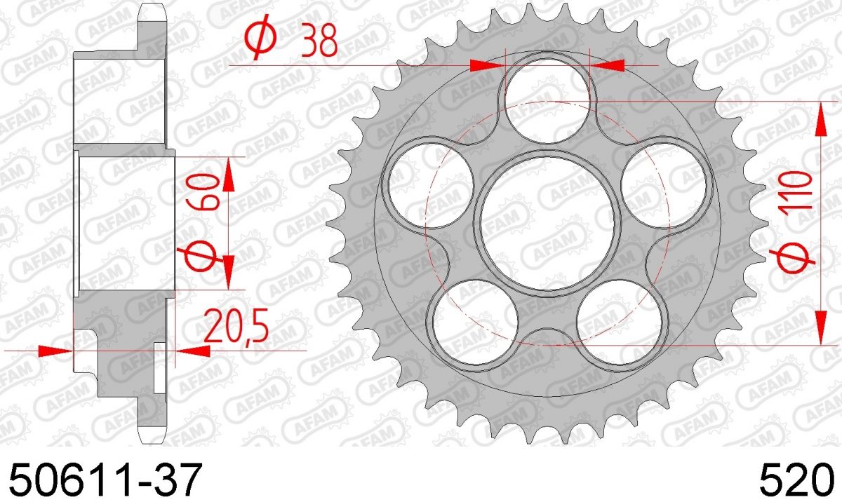 REAR STEEL 37T, 520