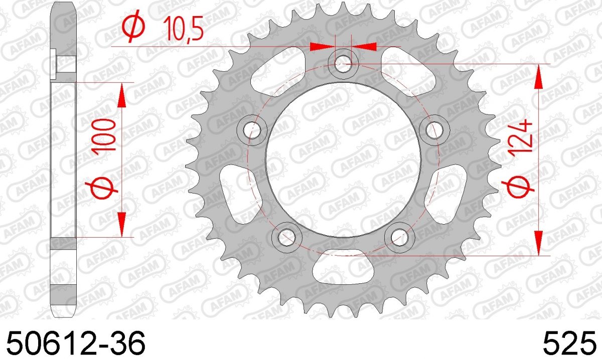 REAR STEEL 36T, 525