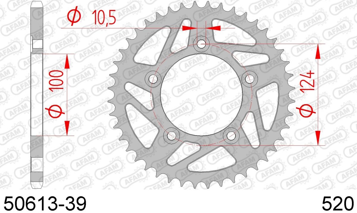 REAR STEEL 39T, 520