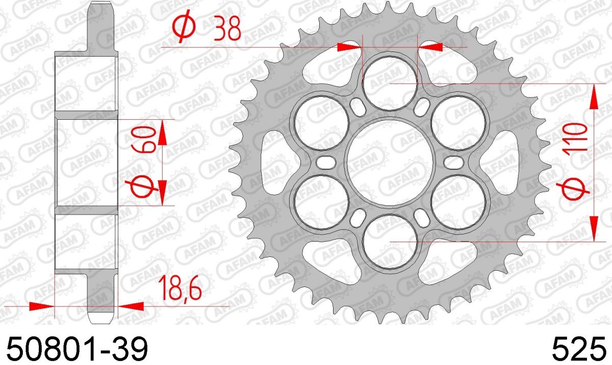 REAR STEEL 39T, 525