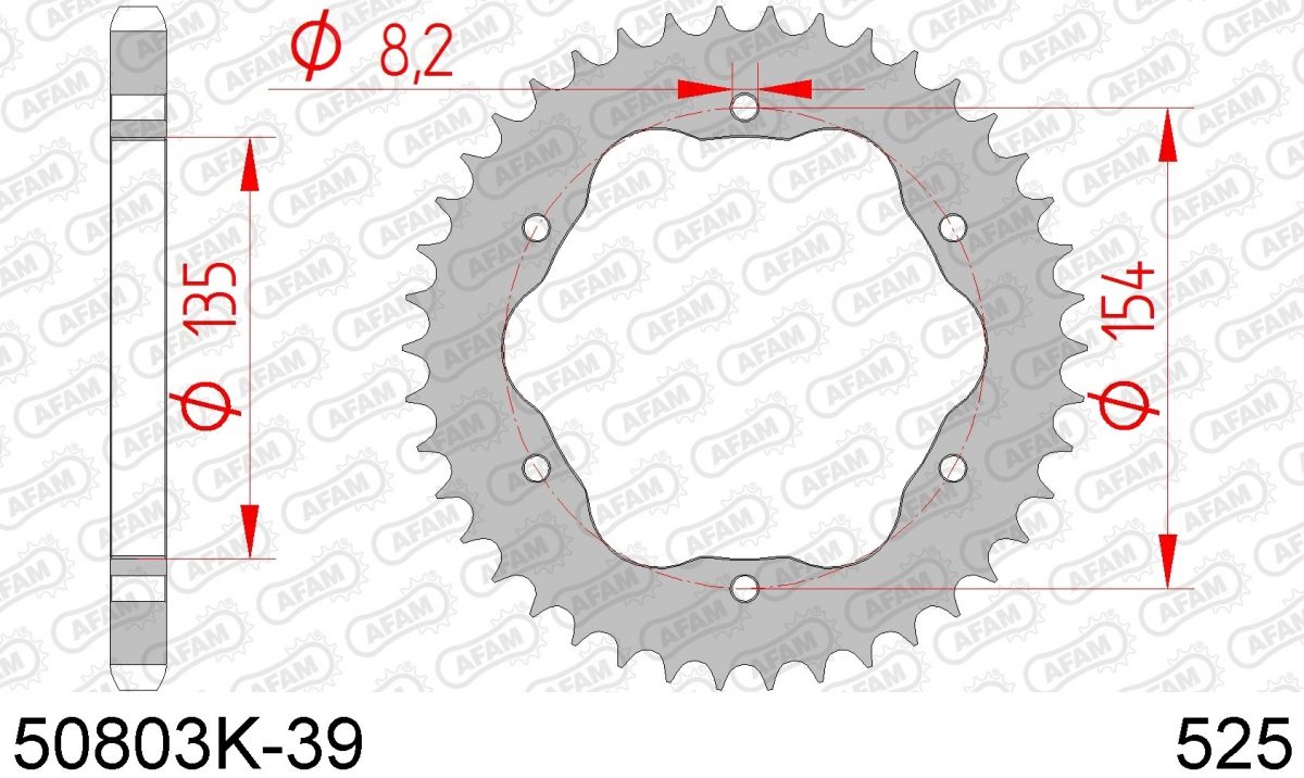 REAR STEEL 39T, 525 BLACK