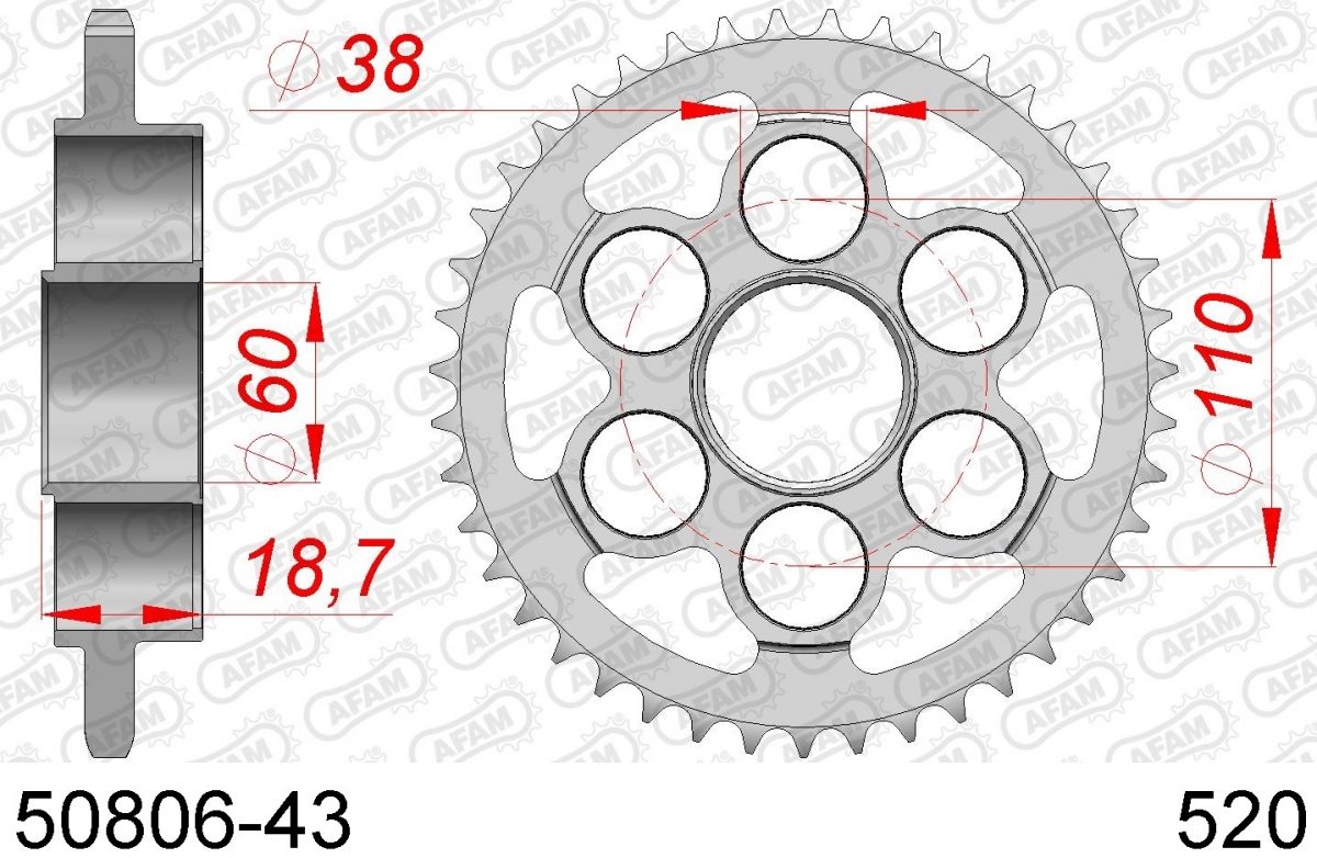 REAR STEEL 43T, 520