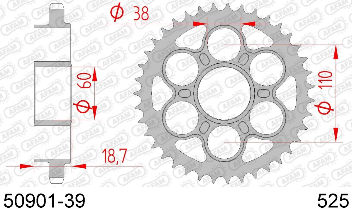 REAR STEEL 39T, 525