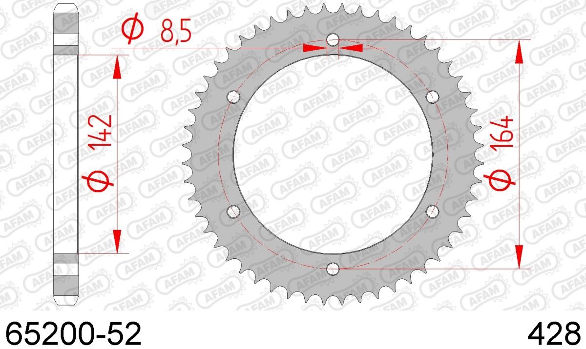 REAR STEEL 52T, 428