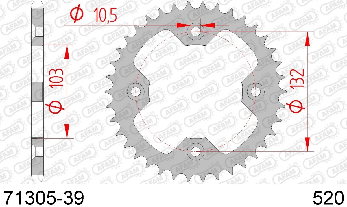 REAR STEEL 39T, 520