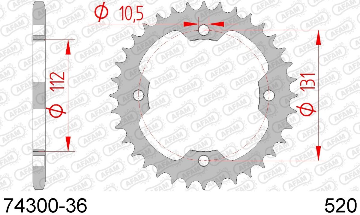 REAR STEEL 36T, 520