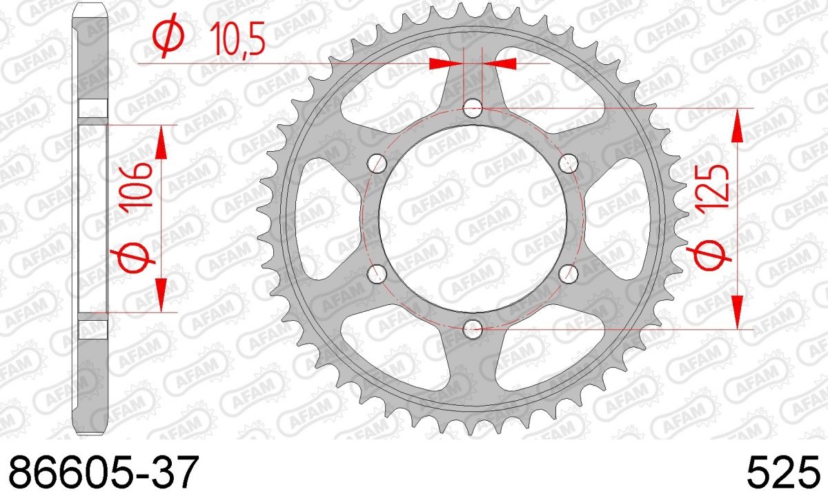 REAR STEEL 37T, 525
