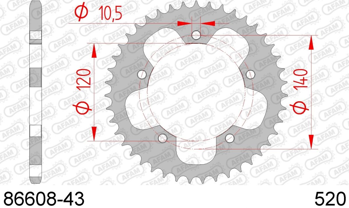 REAR STEEL 43T, 520