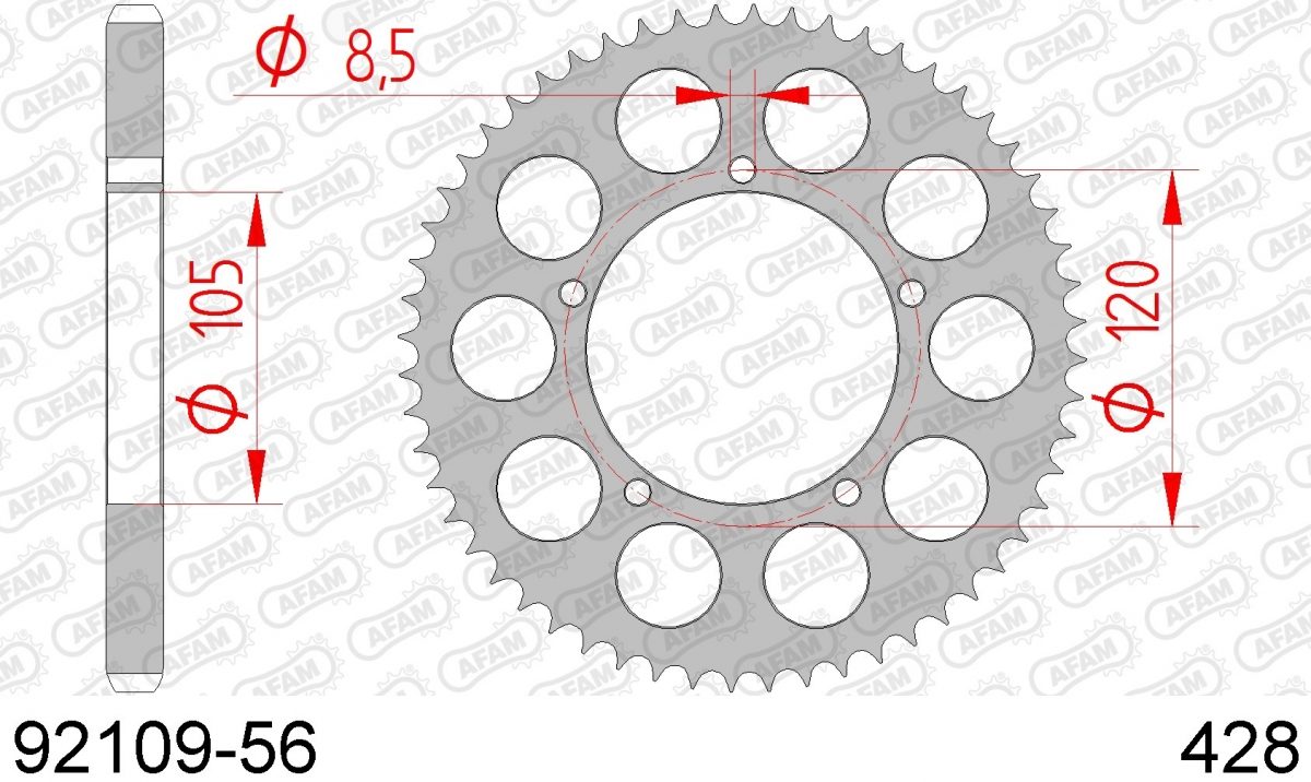 REAR STEEL 56T, 428