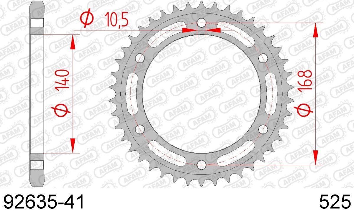 REAR STEEL 41T, 525 10.5MM