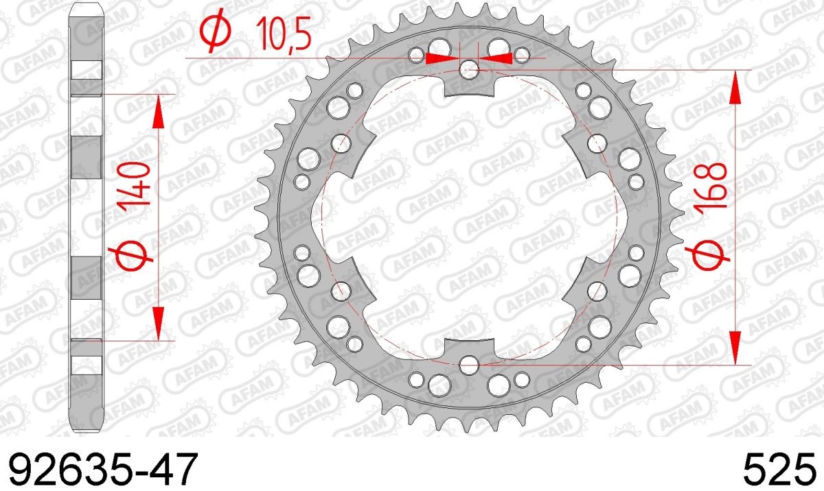 REAR STEEL 47T, 525 10.5MM