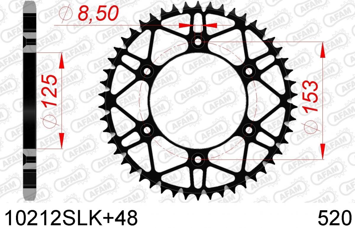 REAR STEEL SUPER LIGHT 48T, 520, BLACK