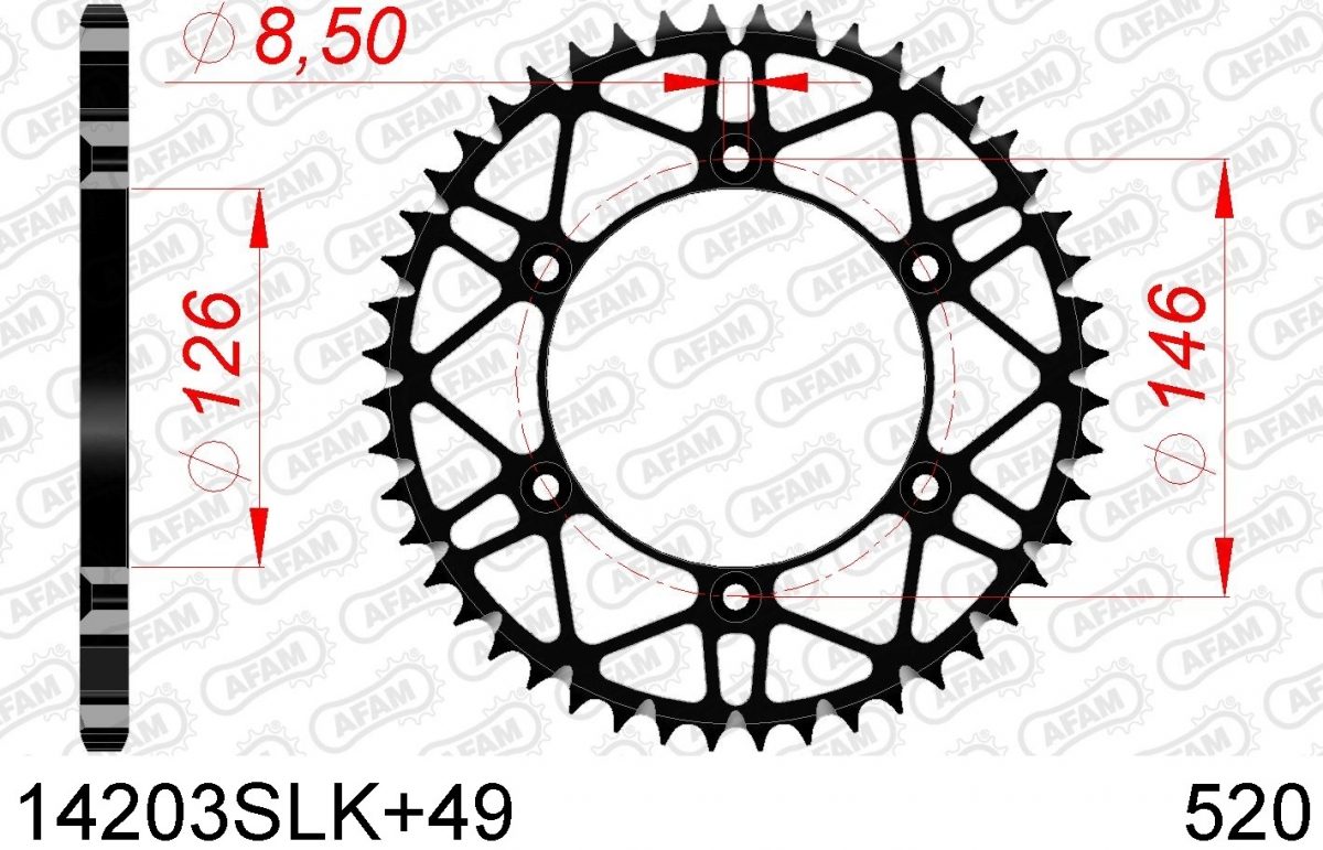 REAR STEEL SUPER LIGHT 49T, 520, BLACK