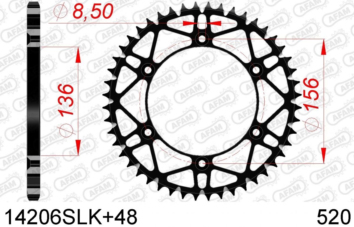 REAR STEEL SUPER LIGHT 48T, 520, BLACK