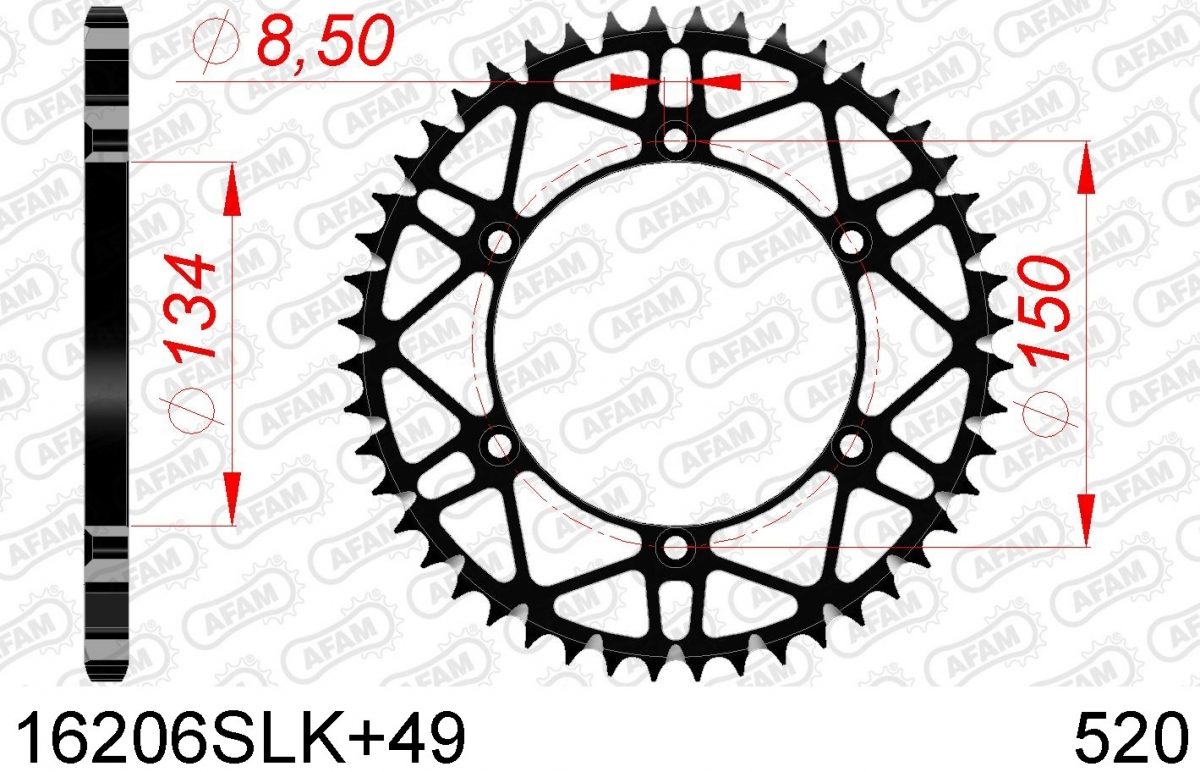 REAR STEEL SUPER LIGHT 49T, 520, BLACK