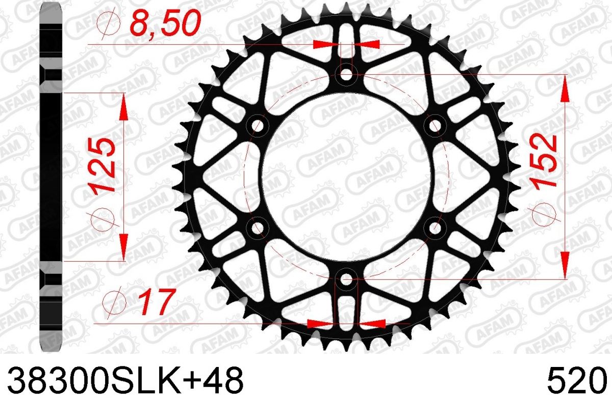REAR STEEL SUPER LIGHT 48T, 520, BLACK